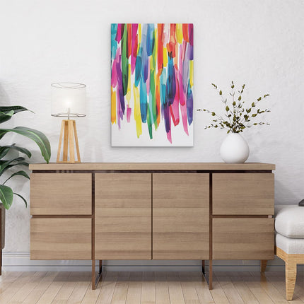 Canvas schilderij interieur Kleurrijke Penseelstreken op een Witte Achtergrond