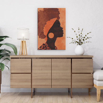 Canvas schilderij interieur Silhouet van een Vrouw met een Afro