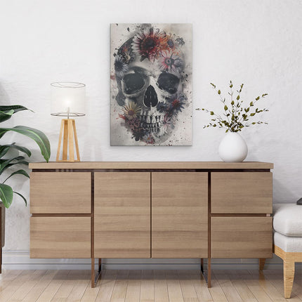 Canvas schilderij interieur Schedel met Bloemen Erop