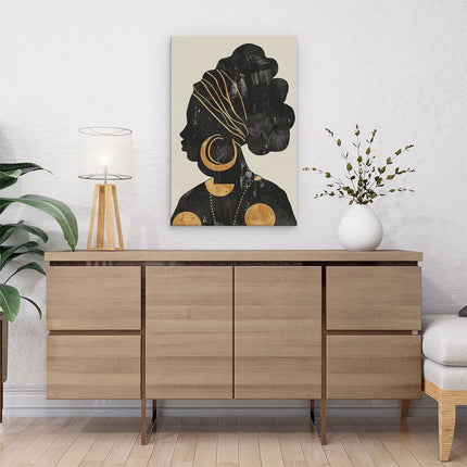 Canvas schilderij interieur Silhouet van een Afrikaanse Vrouw
