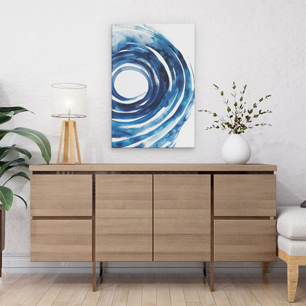 Canvas schilderij interieur Werveling van Blauwe Verf op een Witte Achtergrond
