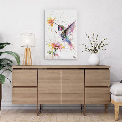 Canvas schilderij interieur Aquarelkunstwerk van een Kolibrie
