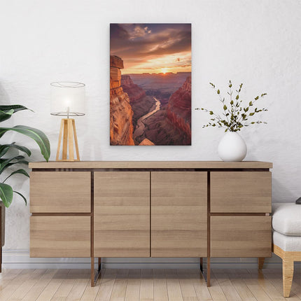 Canvas schilderij interieur De Zon gaat onder boven de Grand Canyon