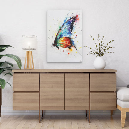 Canvas schilderij interieur Aquarelkunstwerk van een Kleurrijke Vlinder