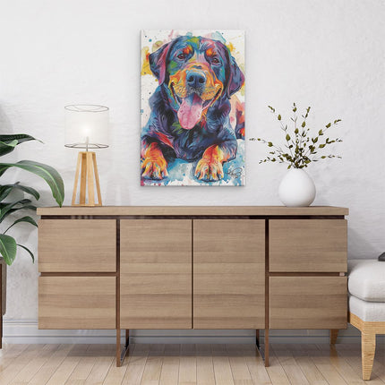 Canvas schilderij interieur Kleurrijk Kunstwerk van een Rottweilerhond