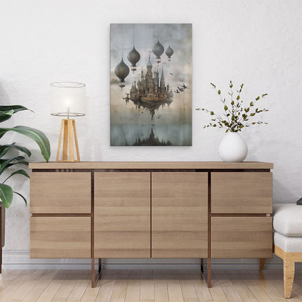 Canvas schilderij interieur Afbeelding van een Kasteel dat in het Water Drijft
