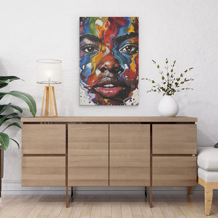 Canvas schilderij interieur Kleurrijk Kunstwerk van het Gezicht van een Vrouw