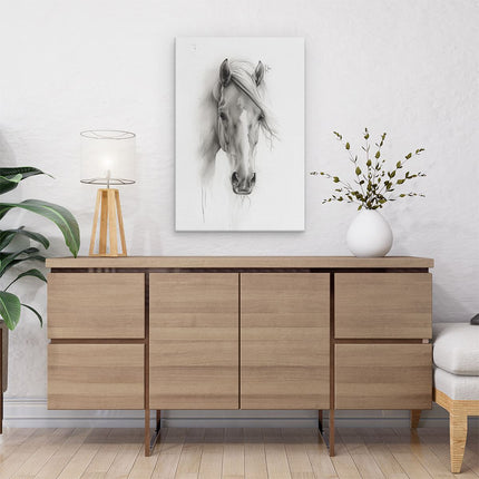 Canvas schilderij interieur Zwart Wit Tekening van het Hoofd van een Paard