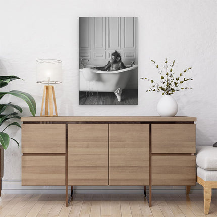 Canvas schilderij interieur Chimpansee in een Badkuip