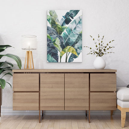 Canvas schilderij interieur Kunstwerk van Bananenbladeren op een Witte Achtergrond