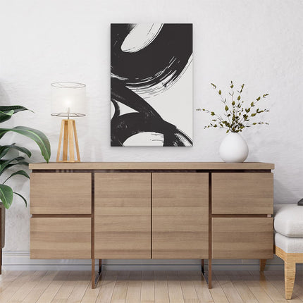 Canvas schilderij interieur Zwart Witte Penseelstreken op een Witte Achtergrond