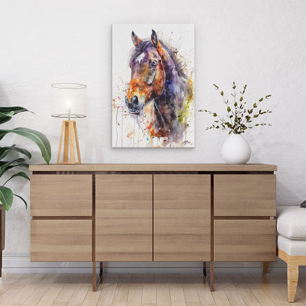 Canvas schilderij interieur Aquarelkunstwerk van een Paard