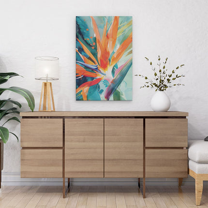 Canvas schilderij interieur Kunstwerk van een Paradijsvogelbloem