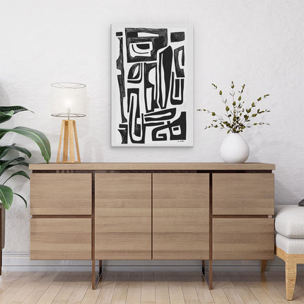 Canvas schilderij interieur Abstracte Zwart Wit Tekening