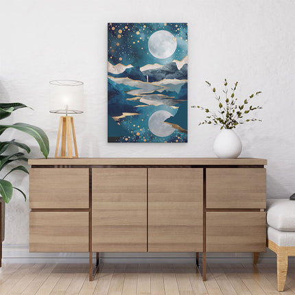Canvas schilderij interieur De Maan Wordt Weerspiegeld in het Water