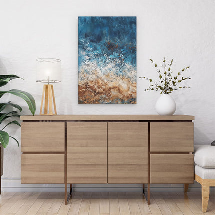 Canvas schilderij interieur Abstract Kunstwerk van een Blauwe en Bruine Oceaan