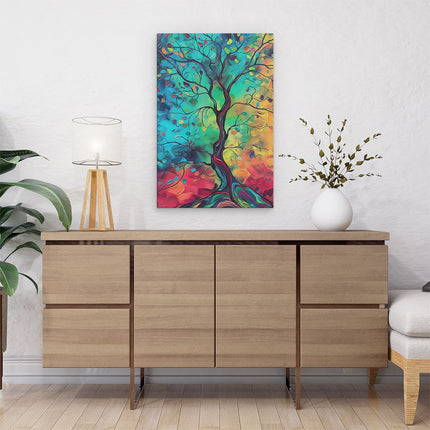 Canvas schilderij interieur Kleurrijk Kunstwerk van een Boom