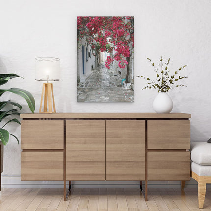 Canvas schilderij interieur Straatje met Bloemen