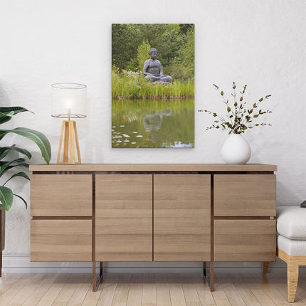 Canvas schilderij interieur Boeddha met Spiegeling