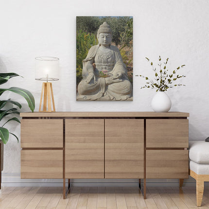 Canvas schilderij interieur Boeddha met Bamboe