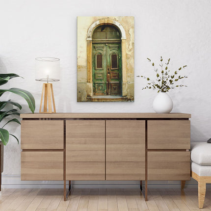 Canvas schilderij interieur Groene Houten Deur