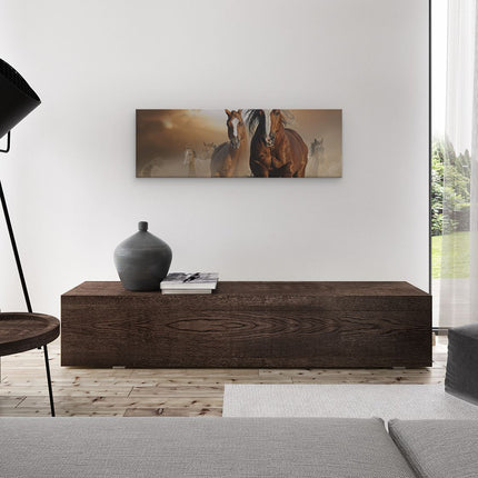 Canvas Schilderij Woonkamer Schilderij De Zon gaat onder op een Strand