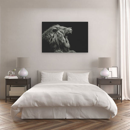 Canvas schilderij slaapkamer Brullende Leeuw - Leeuwenkop