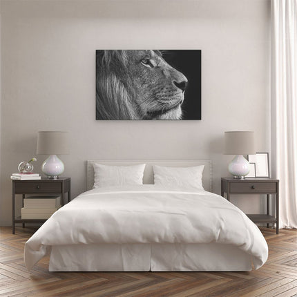 Canvas schilderij slaapkamer Leeuw - Leeuwenkop - Zwart Wit
