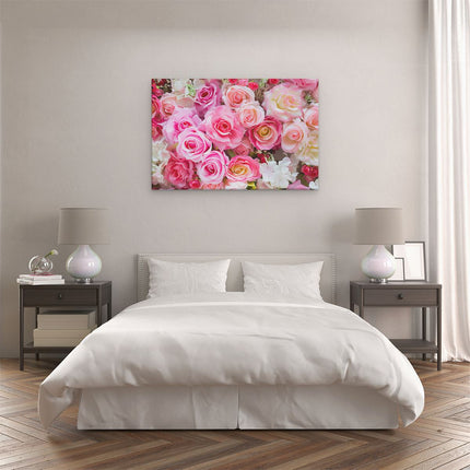 Canvas schilderij slaapkamer Roze Rozen Achtergrond - Bloemen