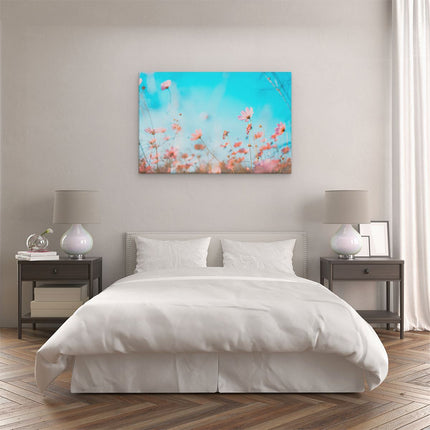 Canvas schilderij slaapkamer Paarse Kosmos Bloemen