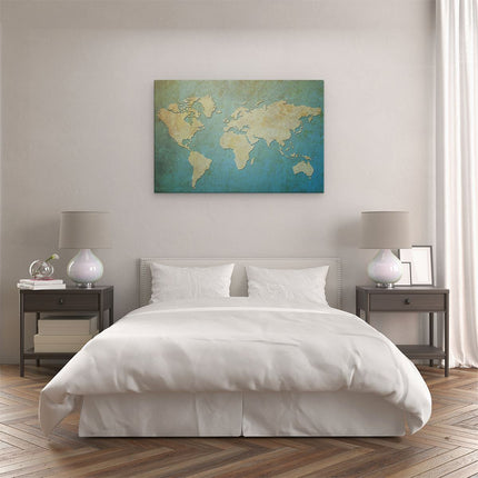 Canvas schilderij slaapkamer Oude Wereldkaart 