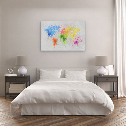 Canvas schilderij slaapkamer Wereldkaart Met Verfvlekken - Abstract