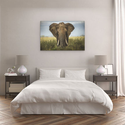 Canvas schilderij slaapkamer Olifant In Het Wild - Kleur