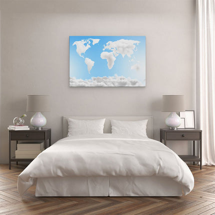 Canvas schilderij slaapkamer Wereldkaart Gemaakt Van Wolken