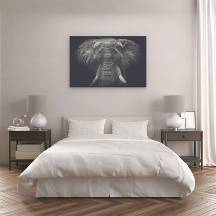 Canvas schilderij slaapkamer Olifantenkop - Olifant - Zwart Wit