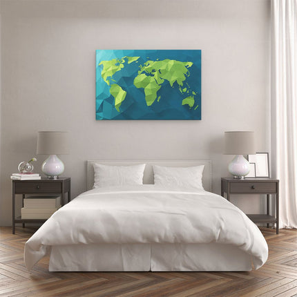Canvas schilderij slaapkamer Hoekige Origami Wereldkaart - Abstract