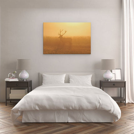 Canvas schilderij slaapkamer Hert Tijdens De Mist