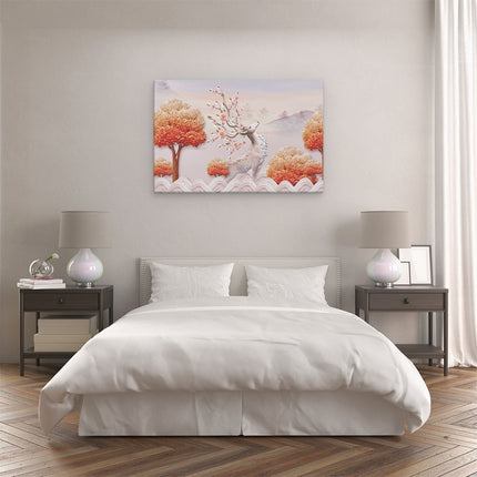 Canvas schilderij slaapkamer 3D Illustratie Hert - Abstract