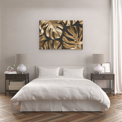 Canvas schilderij slaapkamer Gouden Bladeren