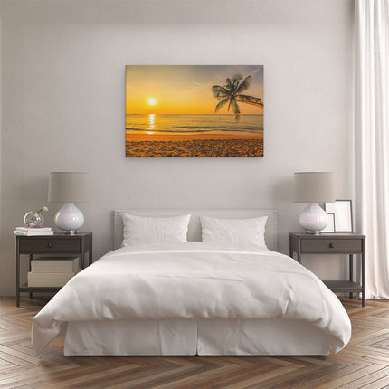 Canvas schilderij slaapkamer Tropisch Strand Tijdens Zonsondergang