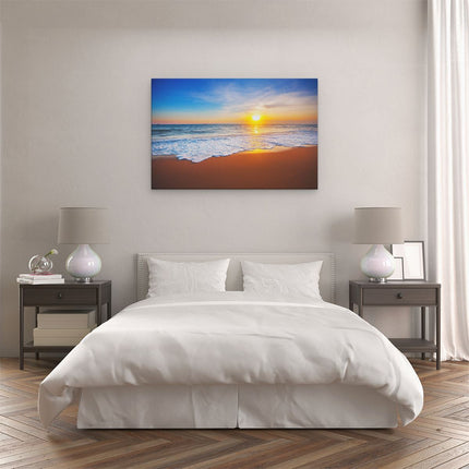 Canvas schilderij slaapkamer Strand En Zee Tijdens Zonsondergang