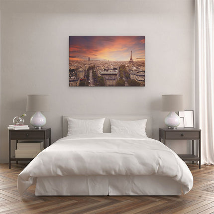 Canvas schilderij slaapkamer Skyline Parijs Met Eiffeltoren