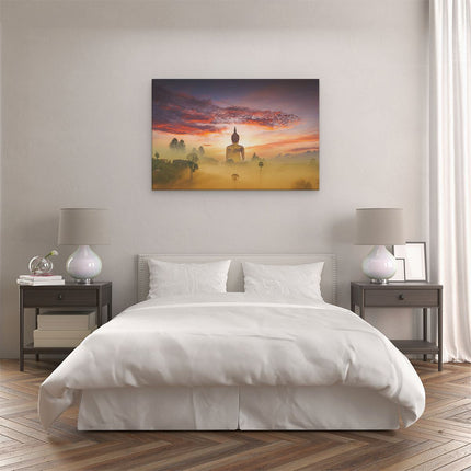 Canvas schilderij slaapkamer Boeddha Beeld In De Mist