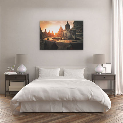 Canvas schilderij slaapkamer Boeddha Beeld In Een Tempel