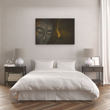 Canvas schilderij slaapkamer Boeddha Beeld Met Wierook