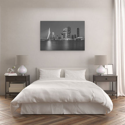 Canvas schilderij slaapkamer Rotterdamse Skyline - Zwart Wit