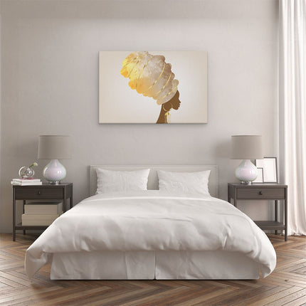 Canvas schilderij slaapkamer Afrikaanse Vrouw Met Gouden Tulband 