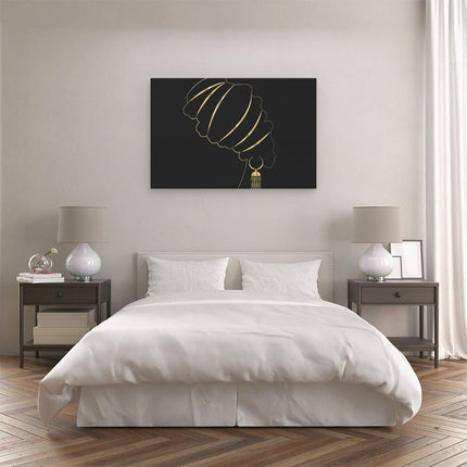 Canvas schilderij slaapkamer Afrikaanse Vrouw Met Gouden Zwarte Tulband