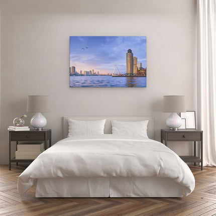 Canvas schilderij slaapkamer Rotterdamse Skyline Aan Het Water