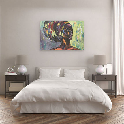 Canvas schilderij slaapkamer Getekende Afrikaanse Vrouw - Abstract